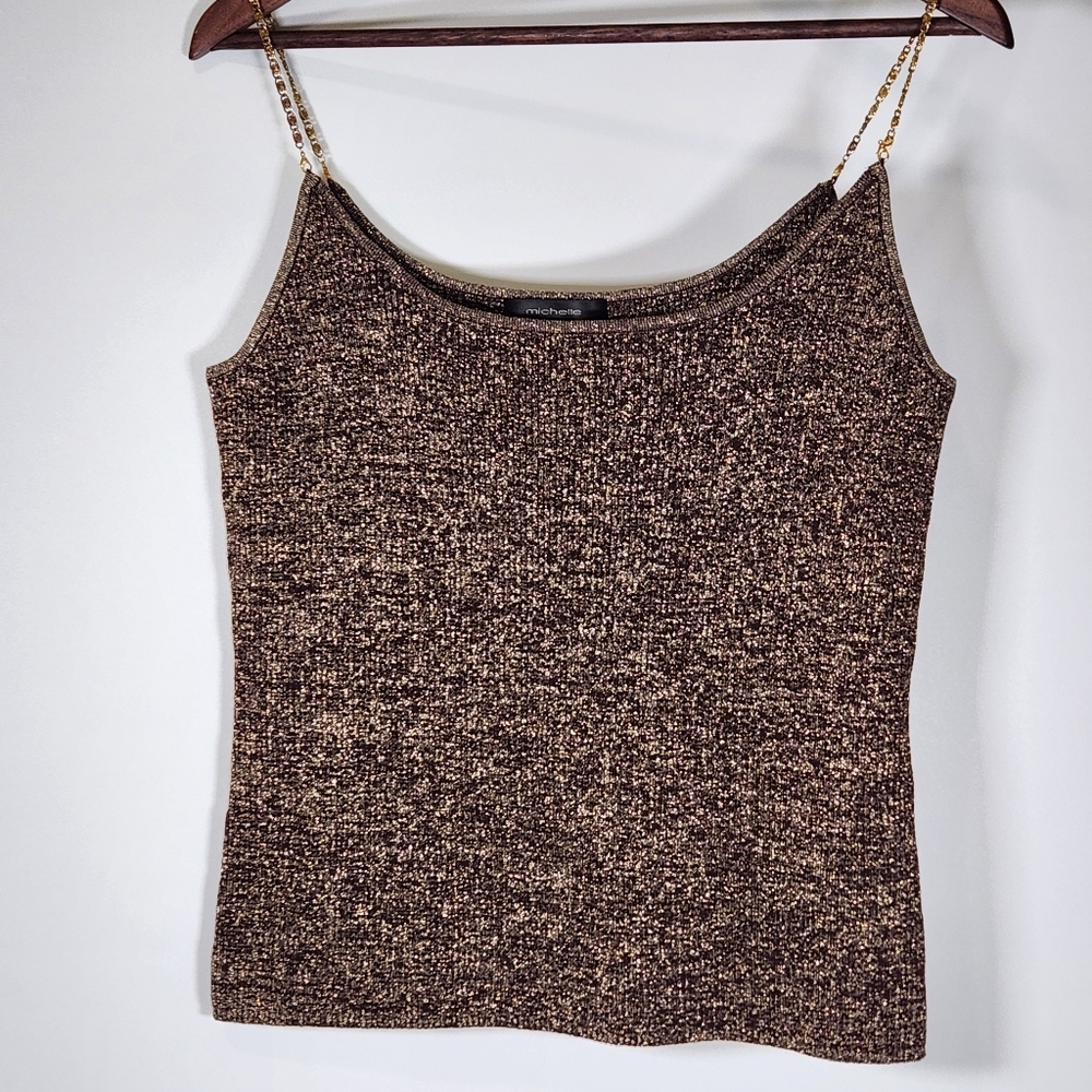 Vintage Michelle Antonelli Chunky Knit Brown  Festival Party Tank Top